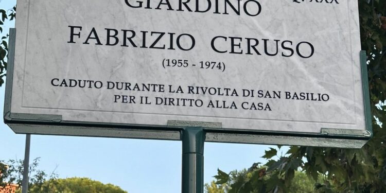 Roma ricorda Fabrizio Ceruso: a San Basilio un giardino con il suo nome.
